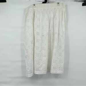 Mira white cotton eyelet midi full skirt